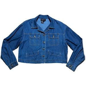Carole Little Sport Vintage Lightweight Rayon Cotton Denim Jean Jacket Sz M
